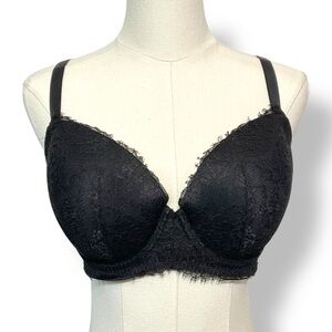 Victoria’s Secret Bra 34 DDD or 34 F‎ Black Lace Full Coverage Padded Support